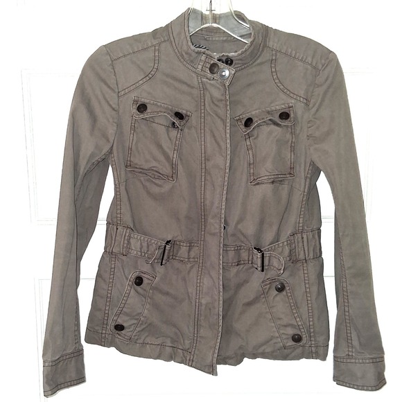 LOFT Jackets & Blazers - Ann Taylor LOFT Utility Field Jacket Olive Taupe Cotton Military Coat Womens 4P